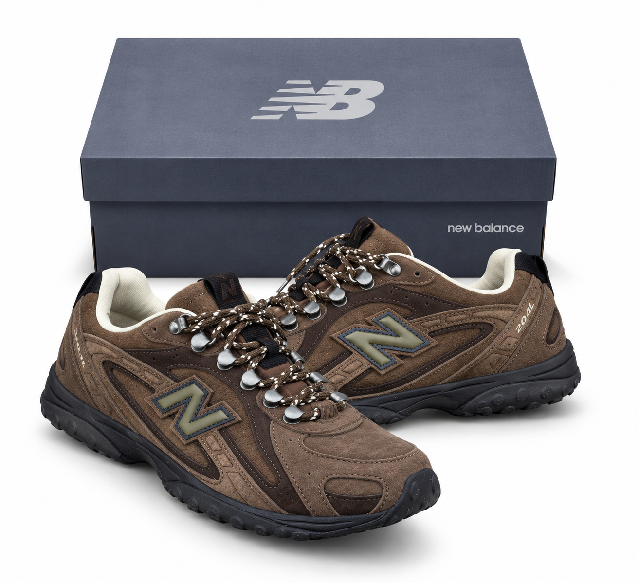 New Balance 204L Broccoli brown sneakers with original box