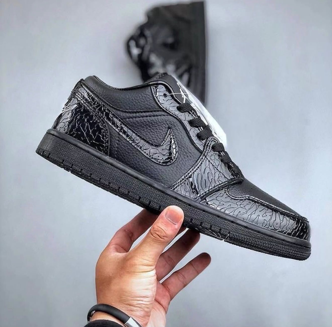 Nike Air Jordan 1 Low Black Croc - Image 3