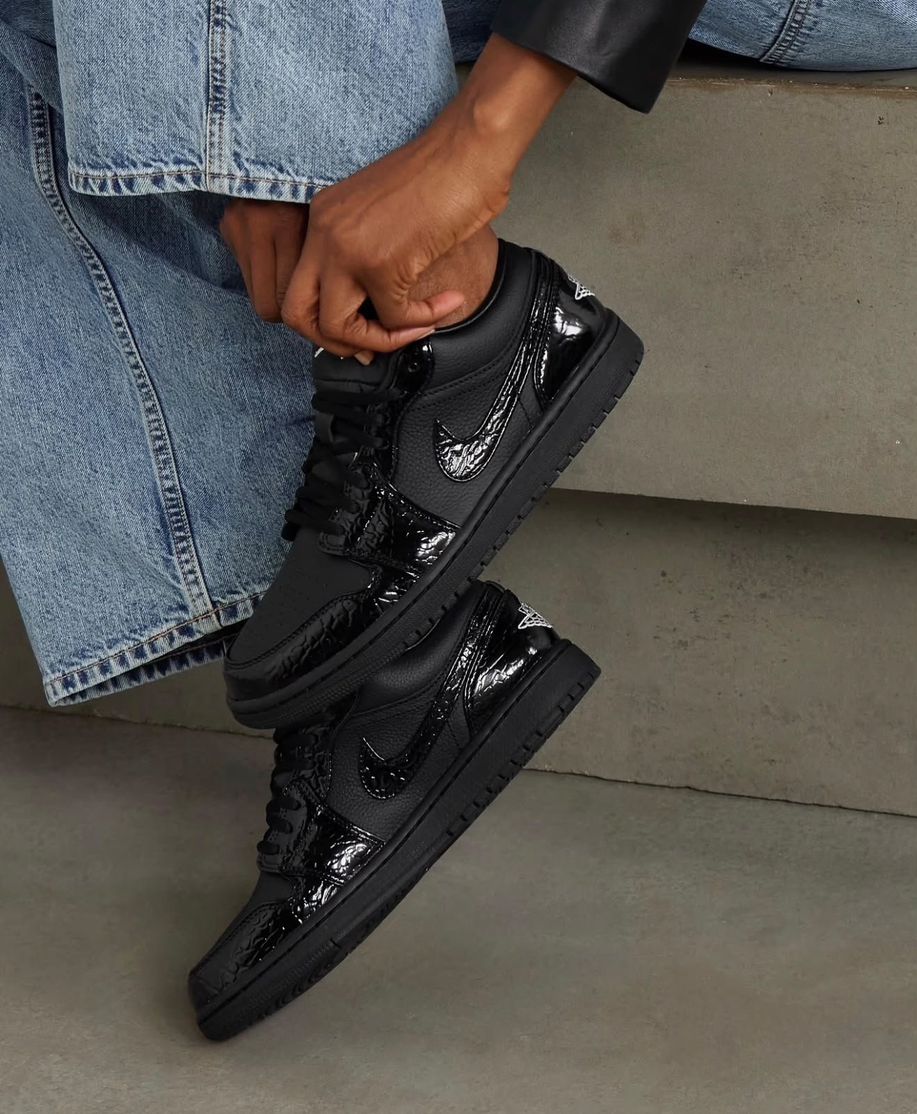 Nike Air Jordan 1 Low Black Croc - Image 4