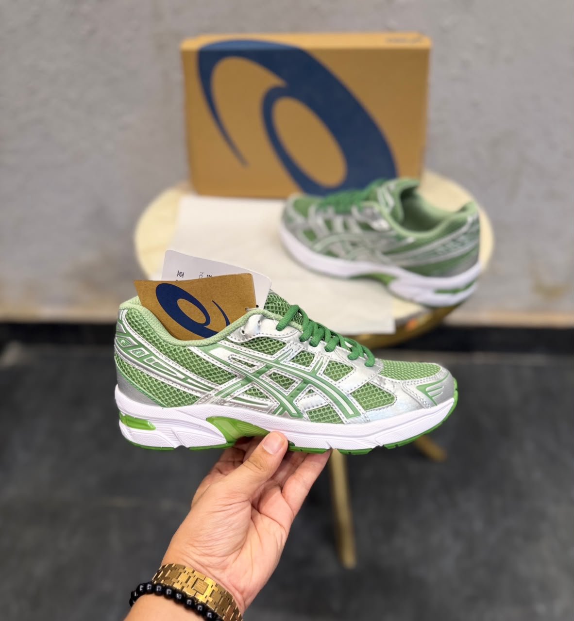 ASICS GEL-1130 Metallic Swamp Green Sneakers - Image 6
