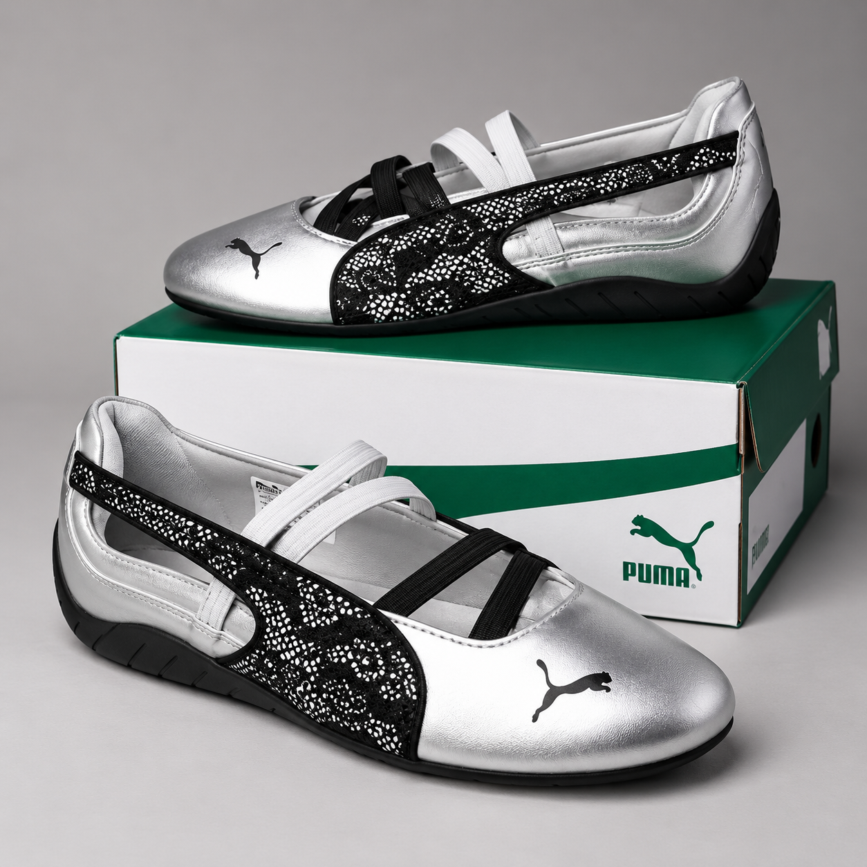 Puma Speed Cat Ballets Silver & Black for Women
